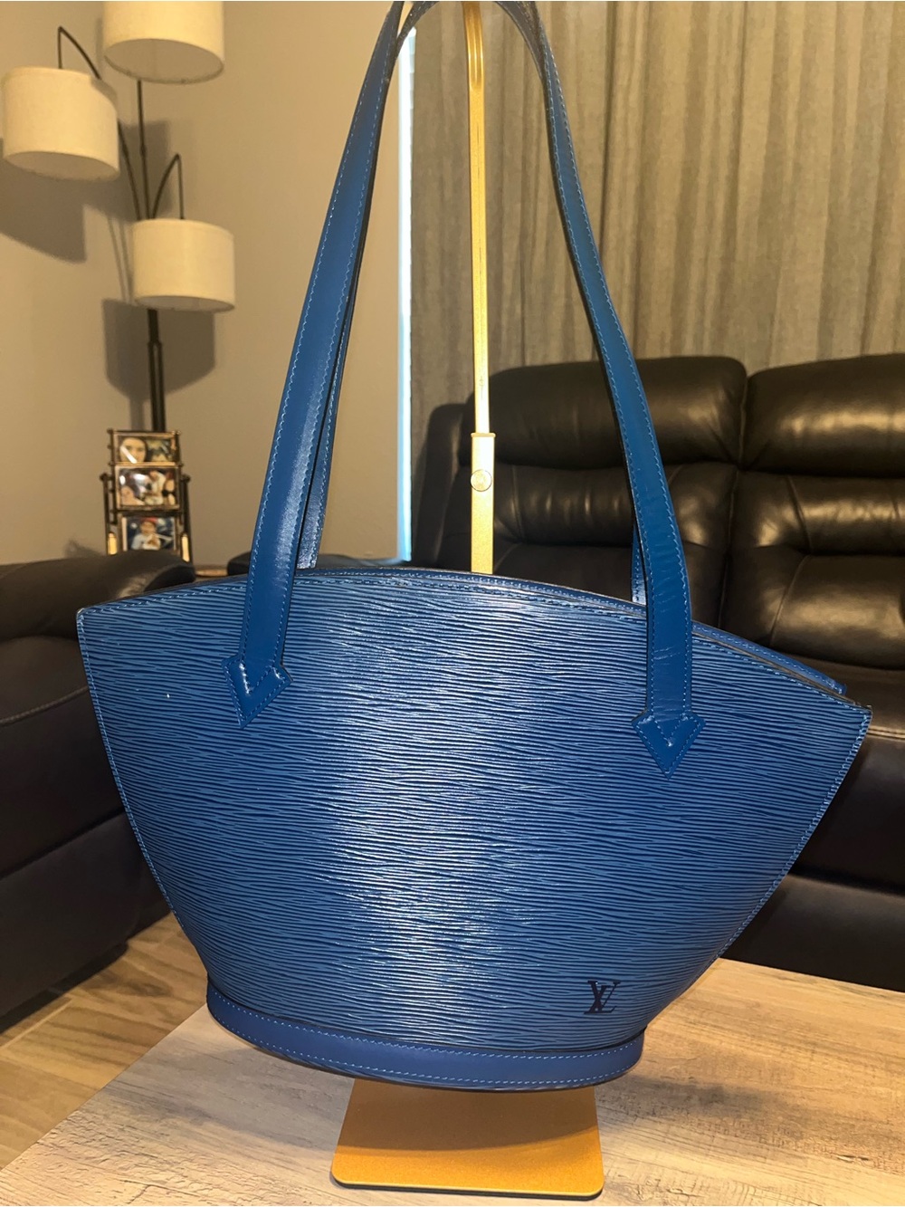 Louis Vuitton Blue Epi Leather Tote with Structured Silhouette